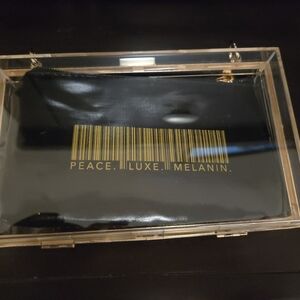 Clear Acrylic Clutch Bag w/ cute barcode bag inside
